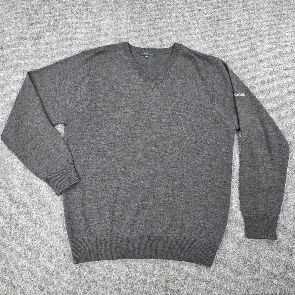 Turtleson Sweater Mens XL Gray V Neck Merino Wool Long Cove Club Golf Pullover